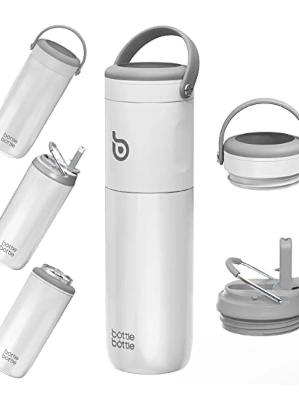 BOTTLE BOTTLE Magic Cube 3-in-1 Insulated Water Bottle Gray 18 oz w/ 2 Lids